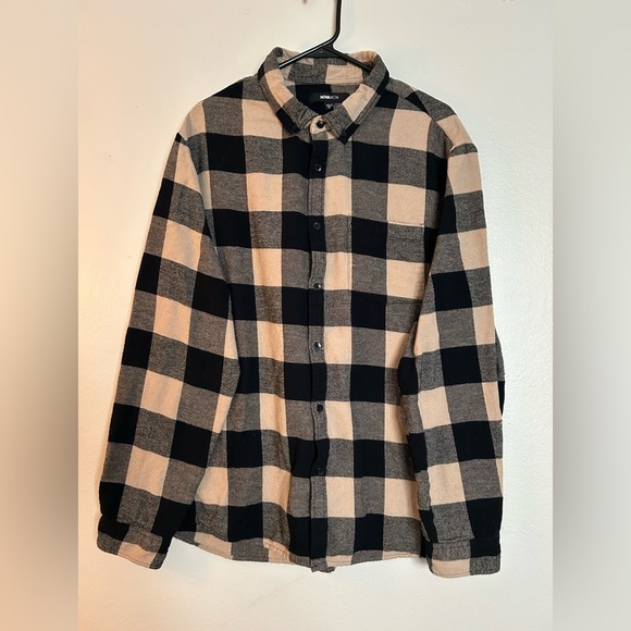 Nova Men Buffalo Plaid Flannel Shirt – Black & Tan – 100% Cotton – XL - Picture 6 of 10